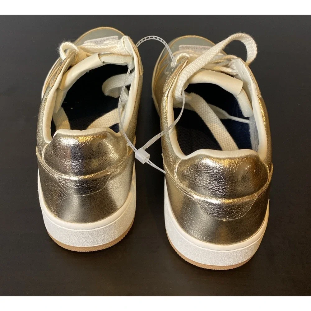 Skechers Women's Sport Court 2.0-Much Metallic Sneaker Size 9.5 Solid Gold Shiny